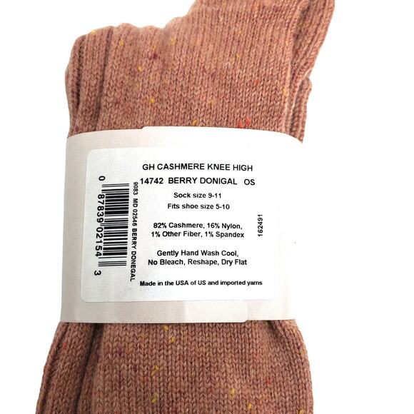 Soft Ribbed 82% Cashmere Knee High Socks Sz 9-11 Warm Garnet Hill Berry Donegal - Picture 5 of 6